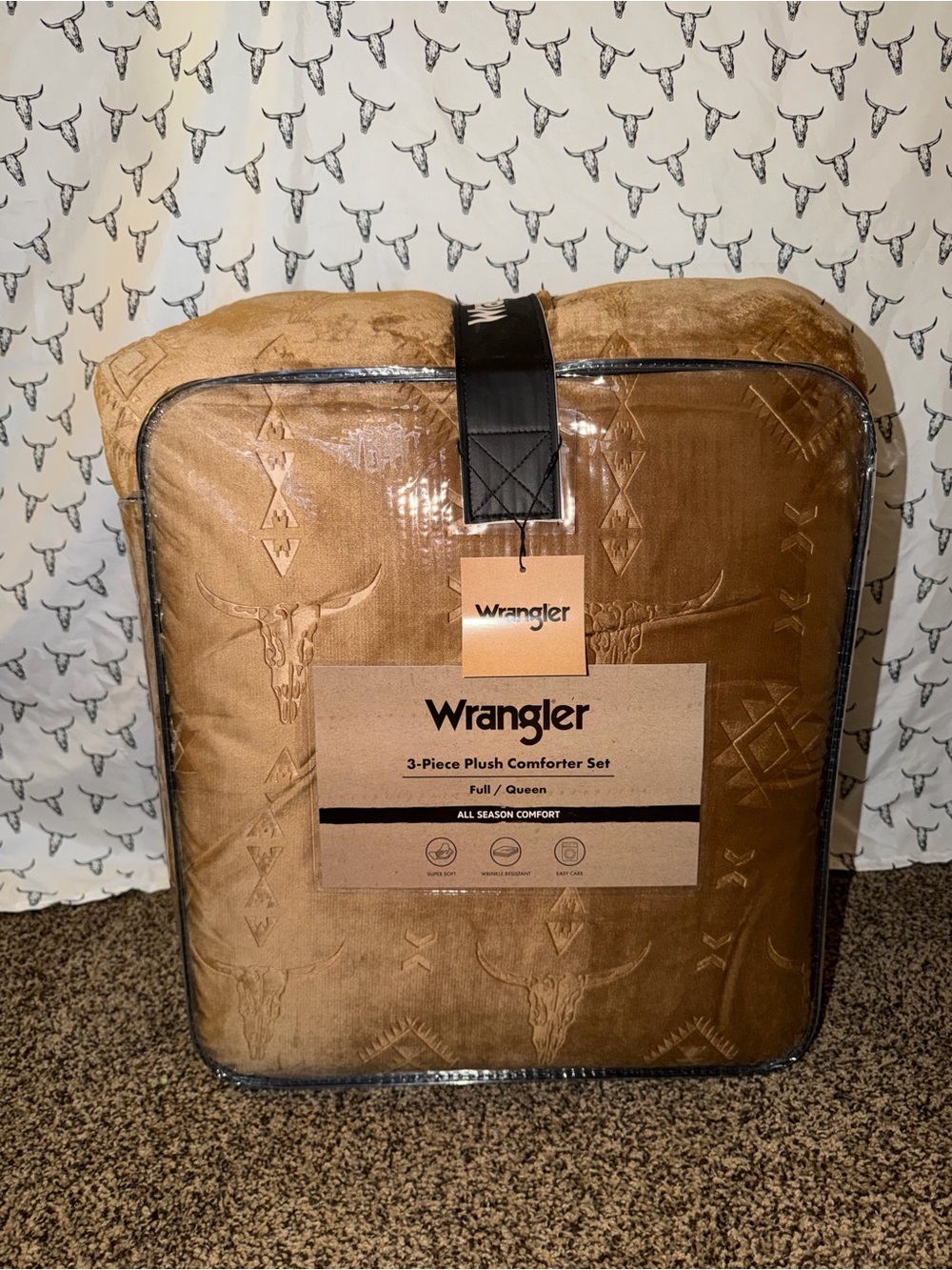 Wrangler 3-Piece Plush Comforter Set - Tan/Brown